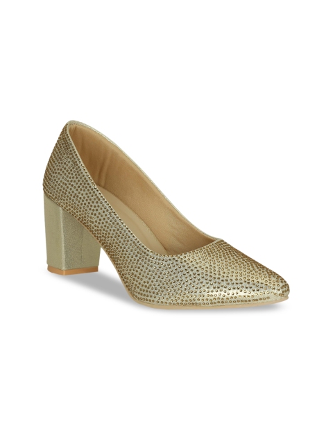 

Get Glamr Women Muted Gold-Toned Solid Pumps