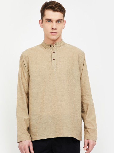 

Melange by Lifestyle Men Beige Solid Straight Kurta