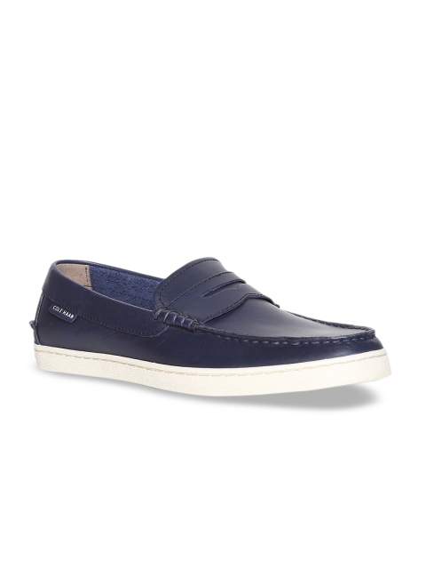 

Cole Haan Men Navy Blue Solid Leather Loafers