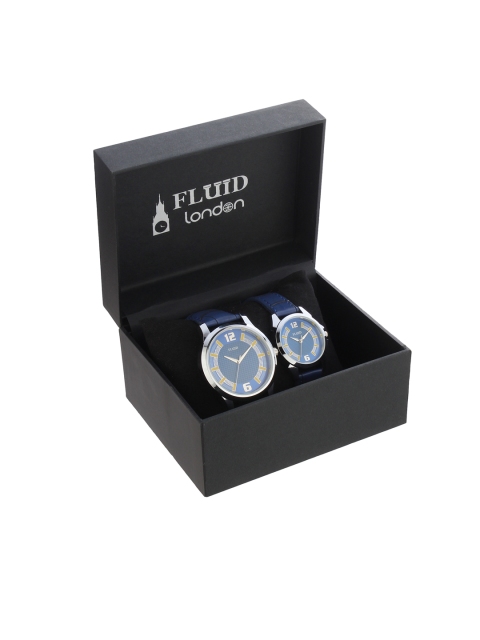 

FLUID Unisex His And Her Analogue Couple Watch Gift Set FL-743PR-BL01, Blue