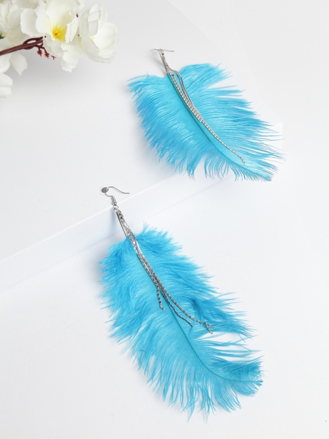 

AVANT-GARDE PARIS Blue Feather Leaf Shaped Drop Earrings