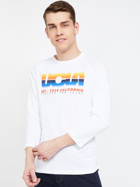 

UCLA Men White & Blue Printed Round Neck T-shirt