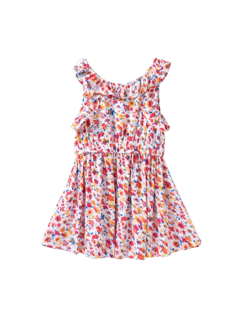 

Hugsntugs Girls White Printed A-Line Dress