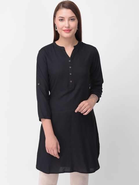 

aayusika Women Black Solid Straight Kurta
