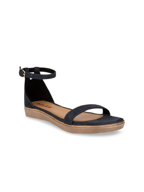 

SOLES Women Navy Blue Solid Open Toe Flats