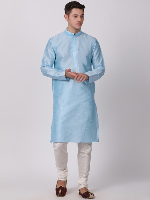 

TABARD Men Blue Solid Straight Kurta