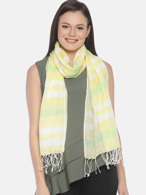 

Linen Club Women Yellow & Off-White Striped Linen Stole