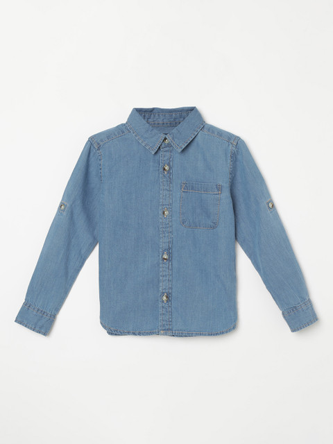 

Juniors by Lifestyle Boys Blue Slim Fit Solid Casual Shirt