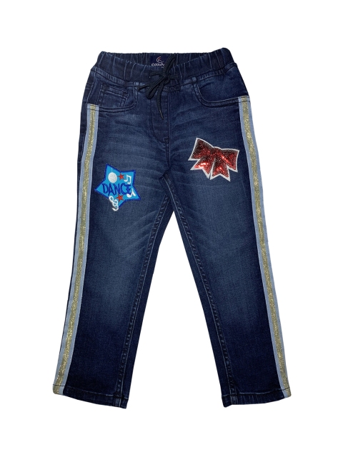 

KiddoPanti Girls Blue Regular Fit Mid-Rise Clean Look Stretchable Jeans