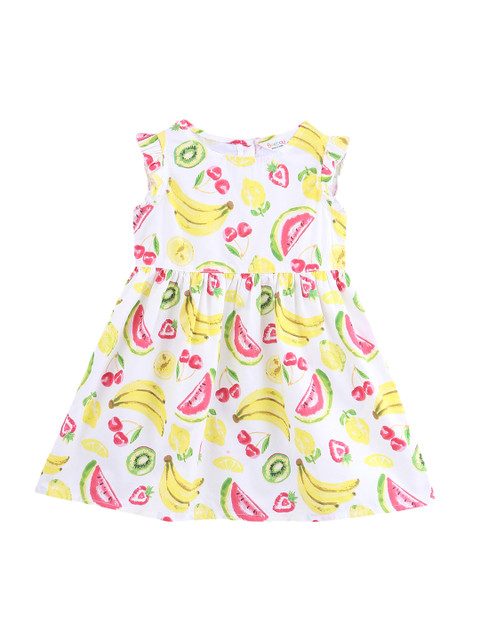 

Beebay Infant Off-White & Yellow Printed A-Line Dress