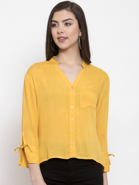 

VOXATI Women Yellow Solid Shirt Style Top