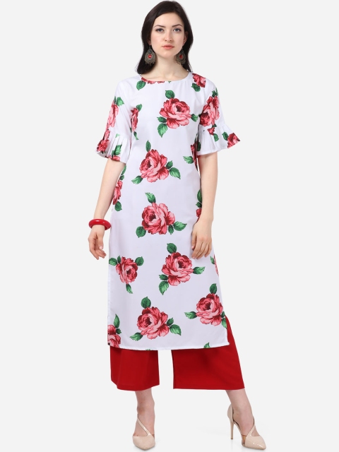 

Florence Women White & Red Printed Kurta with Palazzos
