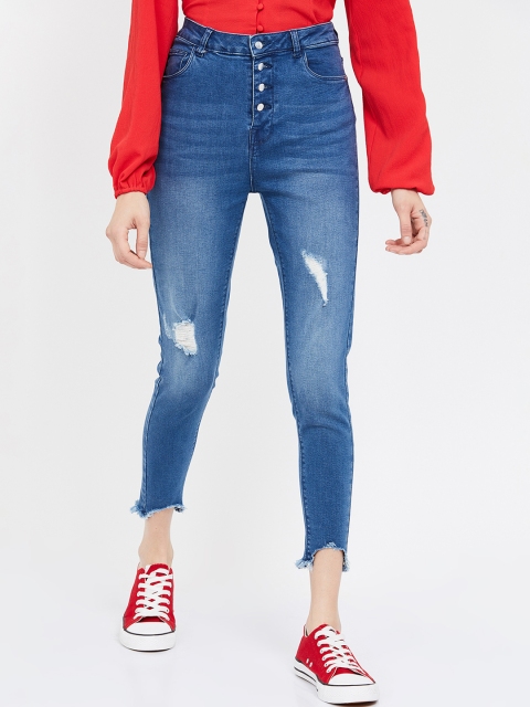 

Ginger by Lifestyle Women Blue Skinny Fit Mid-Rise Mildly Distressed Jeans