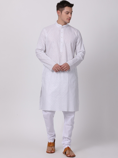 

TABARD Men White Printed Straight Kurta
