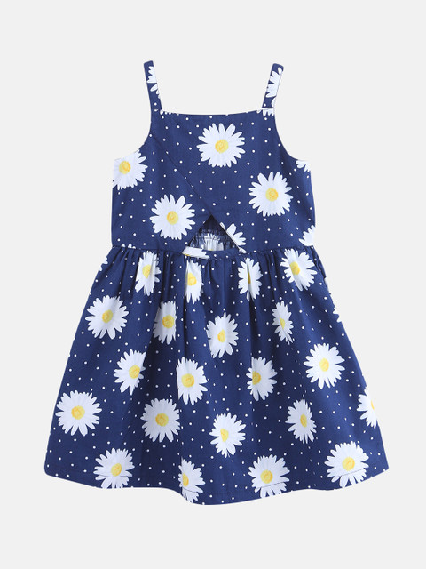 

Beebay Girls Navy Blue & White Printed A-Line Dress