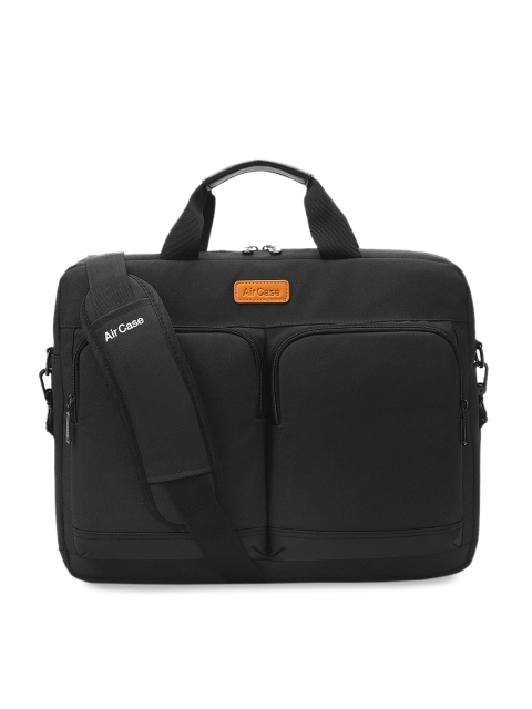 

AirCase Unisex Black Solid Laptop Messenger Bag