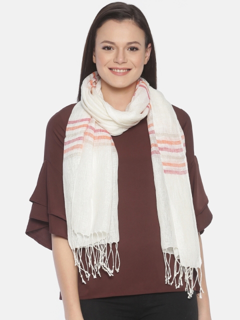 

Linen Club Women Off-White Striped Stole