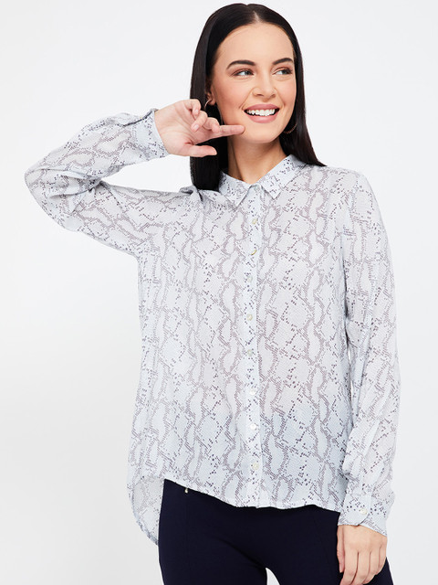 

CODE by Lifestyle Women Grey Printed Shirt Style Top