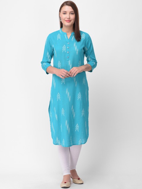 

aayusika Women Blue & White Striped Straight Kurta