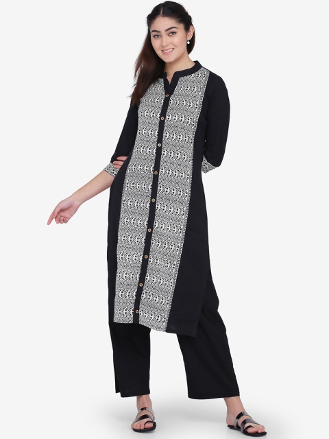 

Adizya Women Black & White Printed Kurta with Pyjamas