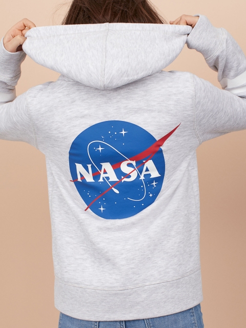 

H&M Girls Grey Printed Hooded Top