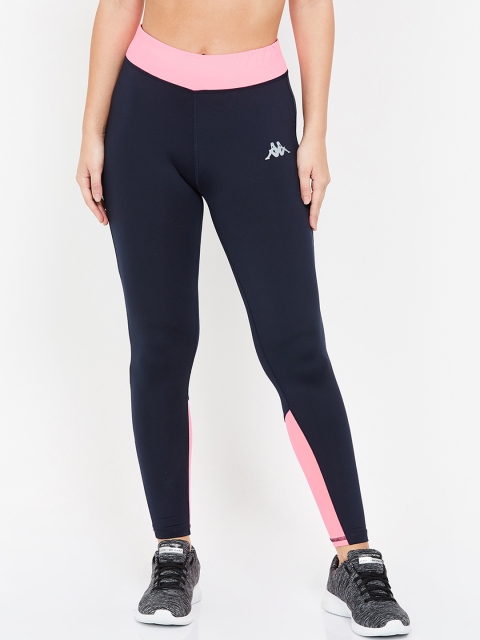 

Kappa Women Navy Blue & Pink Colourblocked Tights