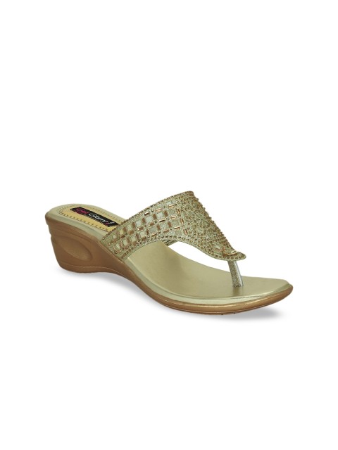 

Get Glamr Women Muted Gold-Toned Embellished Heels