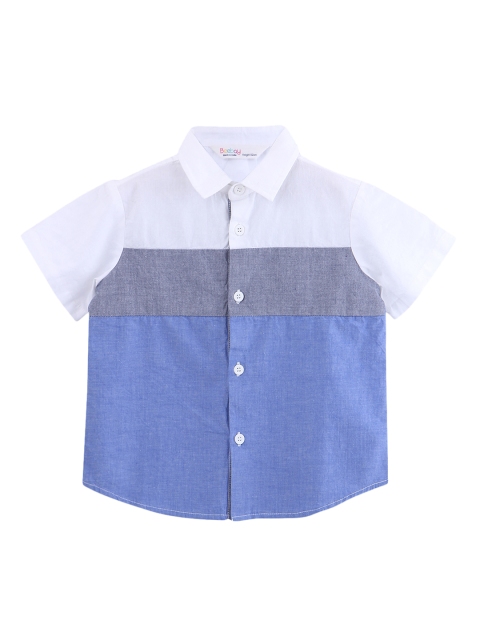 

Beebay Infant Blue & White Regular Fit Colourblocked Casual Shirt