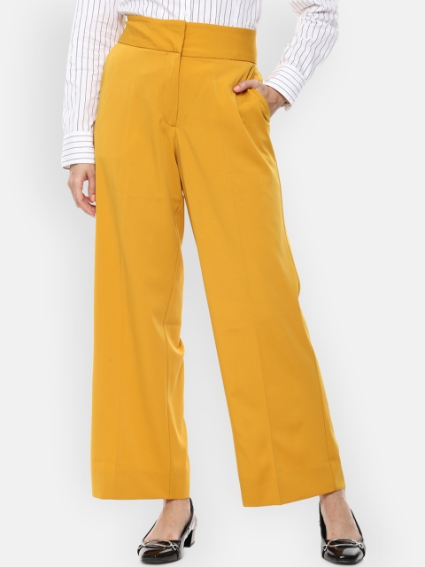 

Van Heusen Woman Women Yellow Regular Fit Solid Parallel Trousers