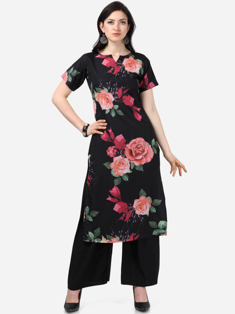 

Florence Women Black & Pink Printed Kurti with Palazzos