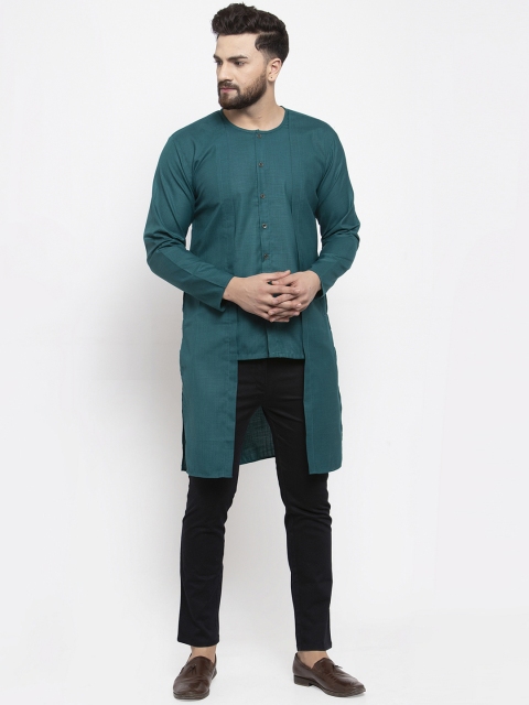

Jompers Men Teal Green Solid Straight Kurta