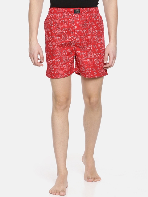 

Urban Dog Men Red & White Printed Boxers UDBX182-M