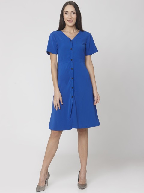 

Smarty Pants Women Blue Solid Shirt Dress