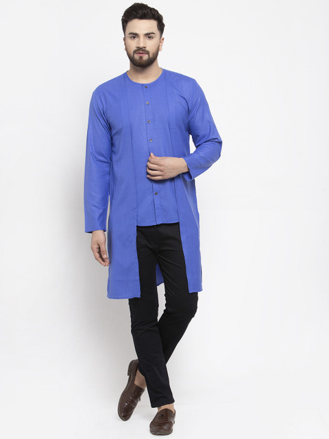

Jompers Men Blue Solid Straight Kurta