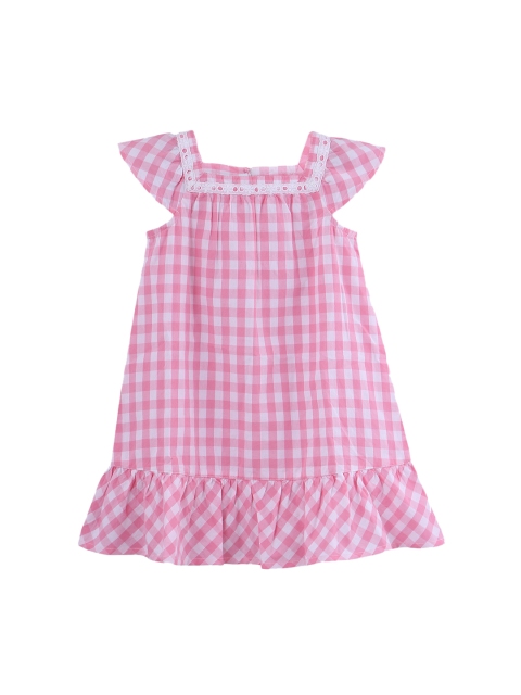 

Beebay Girls Pink Checked A-Line Dress