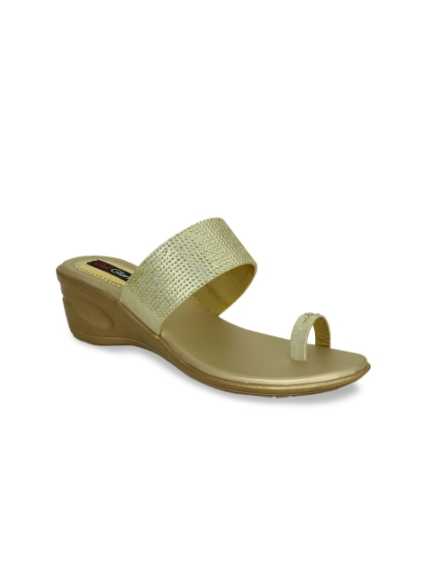 

Get Glamr Women Muted Gold-Toned Embellished Heels