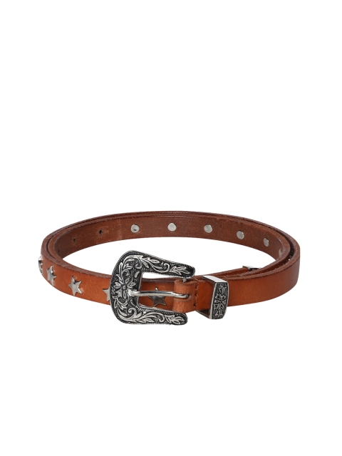 

Aditi Wasan Women Tan Brown Embellished Leather Belt
