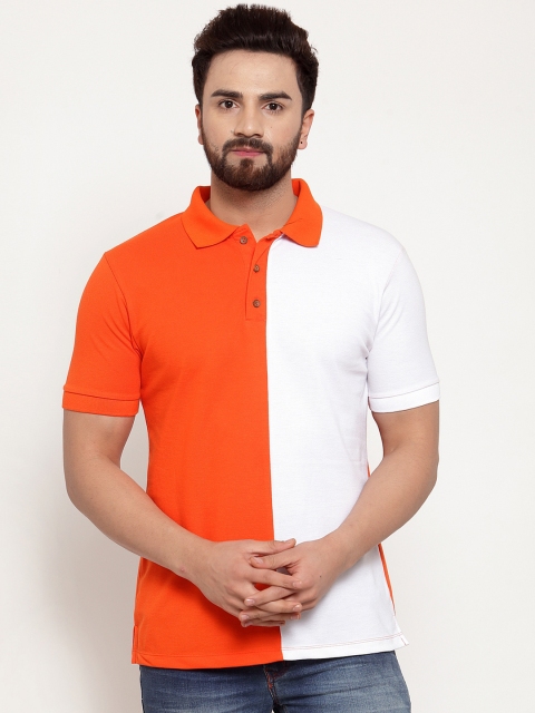 

Kalt Men Orange Colourblocked Polo Collar T-shirt