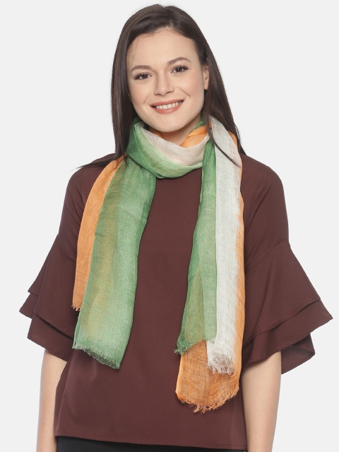 

Linen Club Women Orange & White Dyed Linen Stole