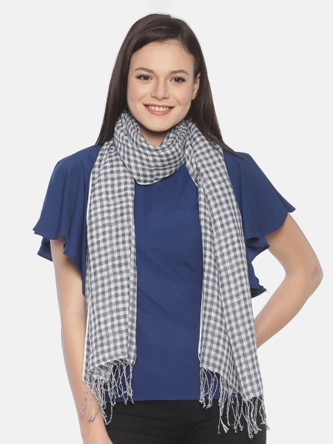 

Linen Club Women Blue & Grey Checked Stole