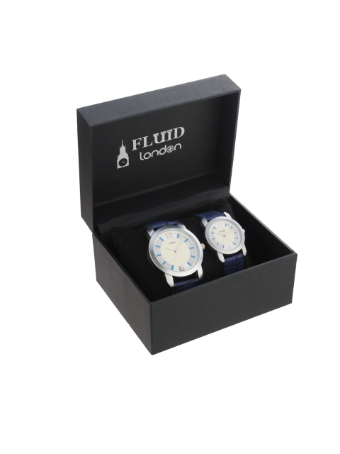

FLUID Unisex His And Her Analogue Couple Watch Gift Set FL-742PR-WH01, Off white