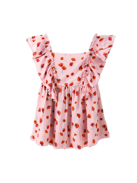 

Hugsntugs Girls Pink Floral Printed A-Line Dress