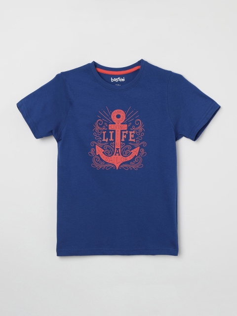 

Bossini Boys Navy Blue Printed Round Neck T-shirt