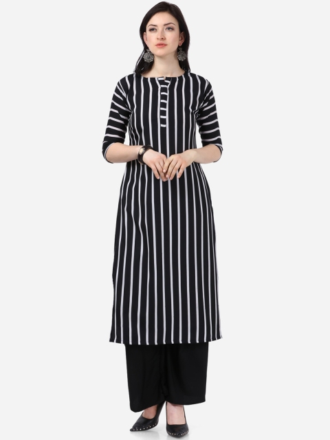 

Florence Women Black & White Striped Kurta with Palazzos