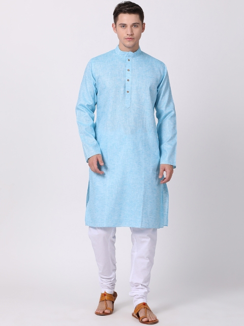 

TABARD Men Blue Solid Straight Kurta