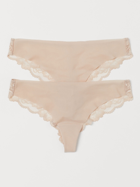 

H&M Women Beige 2-Pack Brazilian Briefs