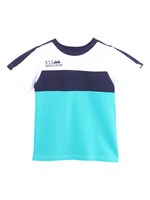 

Beebay Infant Blue & White Colourblocked Round Neck T-shirt