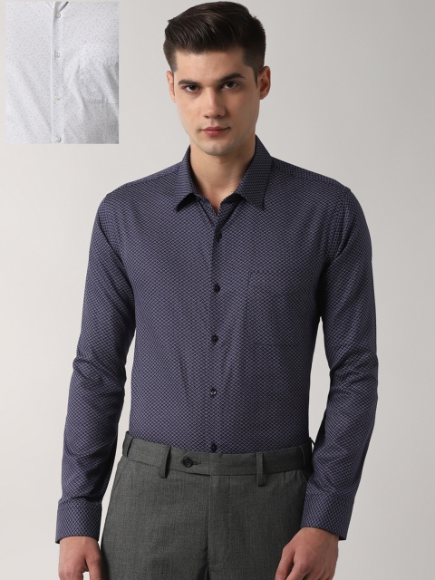 

Peter England Men Pack Of 2 Purple & White Slim Fit Printed Formal Shirt