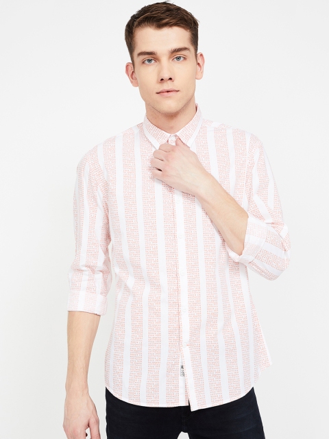 

UCLA Men White & Orange Regular Fit Printed Casual Shirt