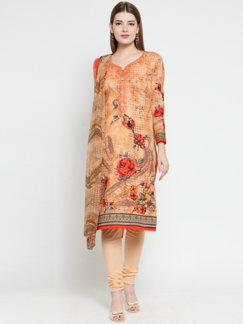 

DIVASTRI Peach-Coloured Pure Cotton Unstitched Dress Material